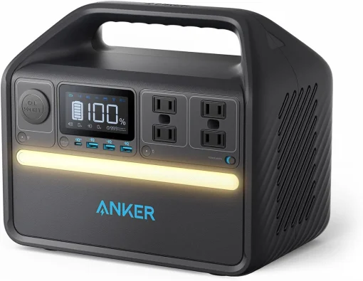 Cod. 208 Estación de energía portátil ANKER Solix 535, batería LiFePO4 de 512 Wh / 500 W / 4*tomas CA, 3*USB-A IQ, 1*USB-C PD 60 / carga rápida 2.5hr 80% / luz LED