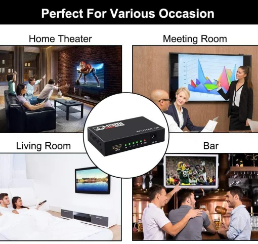 Cod. 788 HDMI Splitter de 4 Puertos / 720p, 1080i y 1080p/Compatible con DTS, Dobby / Alimentaci&oacute;n DC 5V.