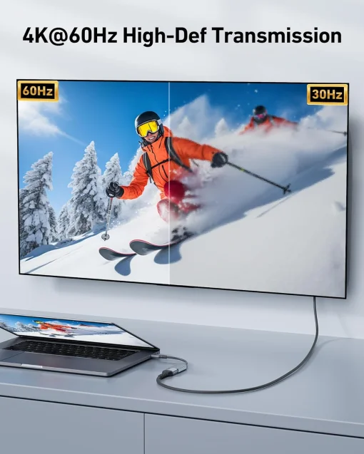 Cod. 177 Adaptador de Video ACER ODK410 de USB Tipo-C (macho) a HDMI (hembra) 4K@60Hz / Thunderbolt 3/4 a HDMI / Carcasa de aluminio