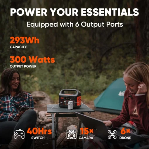 Cod. 183  Estación de energía portátil Jackery Explorer 300 / batería: 293 Wh / 300 W(AC 110V*2, USB-C PD 60W*1, USB-A*2, CAR 12V/10A*1) / carga rápida 2 Hr. 80%