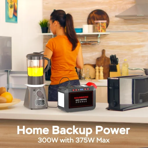 Cod. 179 Banco de Energía MARBERO 300W, 237Wh/64 000mAh, P/laptop: 2*Tomas AC 110V / 1*puerto DC / 4*puertos USB-A (2*QC 3.0 carga rápida + 2*5V/3.1A) / 1*USB-C 18W / 2*Linternas LED / Peso 4.6 lbs