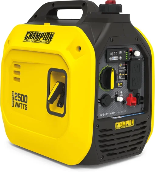 Cod. 200 Generador Inversor port&aacute;til Champion Power Equipment silencioso 2,500 Watts / a Gasolina / Salida (d&uacute;plex CA120V 15.4 A (2*tomas), 12V DC 8A) / 1*Paralelo / escudo de CO / hasta 11,5 Hr. 25%