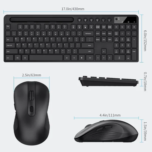 Cod. M:231 Kit Marvo Wireless KC411W, Teclado + Mouse óptico 1600DPI, 6 botones / 2.4GHz / Silencioso / Ergonómico / Soporte P/Móvil o tablet / Español
