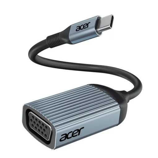 Cod. 170 Adaptador de Video ACER ODK430 de USB Tipo-C (macho) a VGA (hembra) / 1080p FHD / Thunderbolt 3/4 a VGA / Carcasa de aluminio