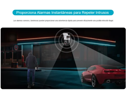 Cod. 371 Cámara Smart Exterior 360° DAHUA Picoo Dual 2K D1 3MP+3MP / Wi-Fi 6 / Vista Nocturna Dual Ligth (40m IR) / Detección humana/vehículo IA / 6*modos patrulla / Alarma (Luz y sonido) / Seg. automát. / Audio bidireccional / Soporta microSD (hasta 256G