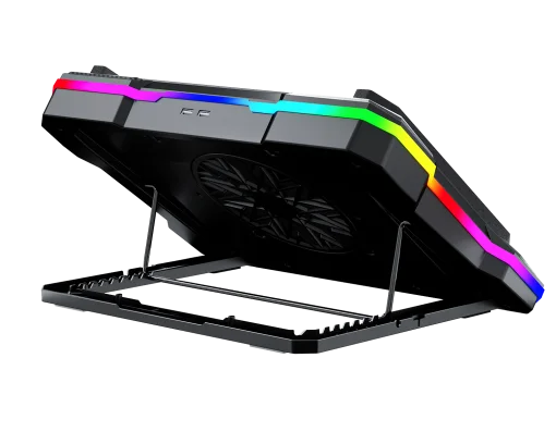 Cod. 470 Base de Enfriamiento P/Laptop MARVO Atlas 43 RGB (10 modos) / hasta 19&quot; / velocidades ajustables (300-2200 RPM) 89CFM, pantalla LED / 7 niveles ángulos / 2*P/USB /  Soporte P/Celular