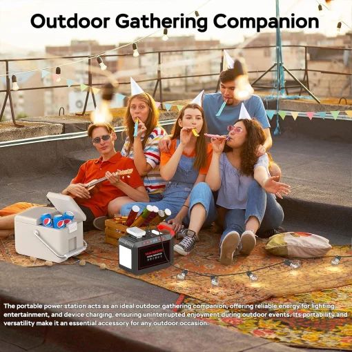 Cod. 179 Banco de Energía MARBERO 300W, 237Wh/64 000mAh, P/laptop: 2*Tomas AC 110V / 1*puerto DC / 4*puertos USB-A (2*QC 3.0 carga rápida + 2*5V/3.1A) / 1*USB-C 18W / 2*Linternas LED / Peso 4.6 lbs