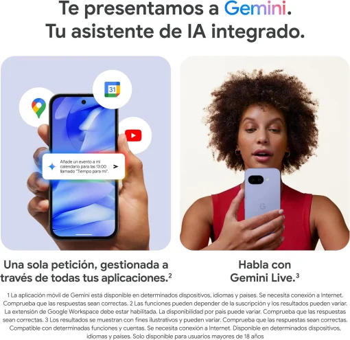Cod. 294 Google Pixel 9a (GXQ96) With Gemini IA / 5G Sub-6 (Dual sim) / 128GB Alm. / 8GB Ram / 6.3" pOLED / Cam. IA Quad 48MP + Selfie 13MP / Potentes Funciones de Seguridad / IP68 / Bat. +30 H. / Obsidiana