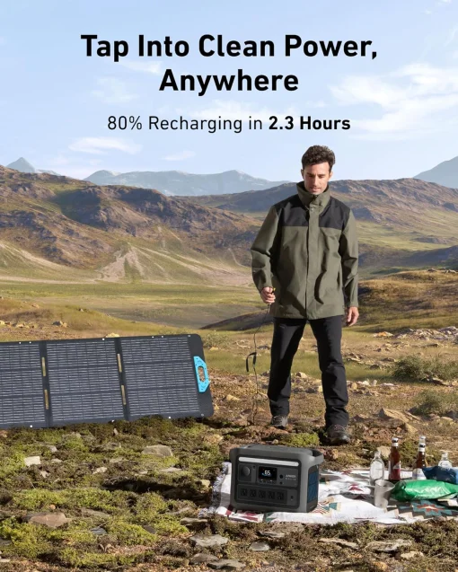 Cod. 214  Estación de energía portátil ANKER Solix C800, bat. LiFePO4 768 Wh / 1200 W (pico 1600 W) / 5*tomas CA, 2*USB-A IQ, 1*USB-C IQ 100W / carga rápida 58 Min / luces LED