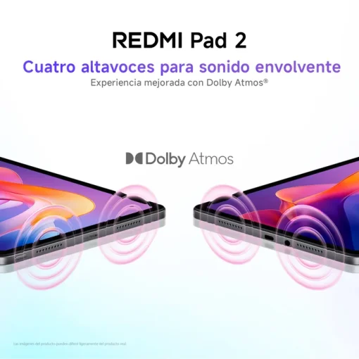 Cod. 152 Tablet REDMI Pad 2 / Helio G100-Ultra / Crystal-clear 11" 2.5K (2560&nbsp;x&nbsp;1600), 90Hz / 8GB RAM, 256GB Alm. Exp. MicroSD (hasta 2TB) / HyperOS 2 / Cam. post. 8MP, front. 5MP / Dolby Atmos / Bat. 9000 mAh - Verde Menta