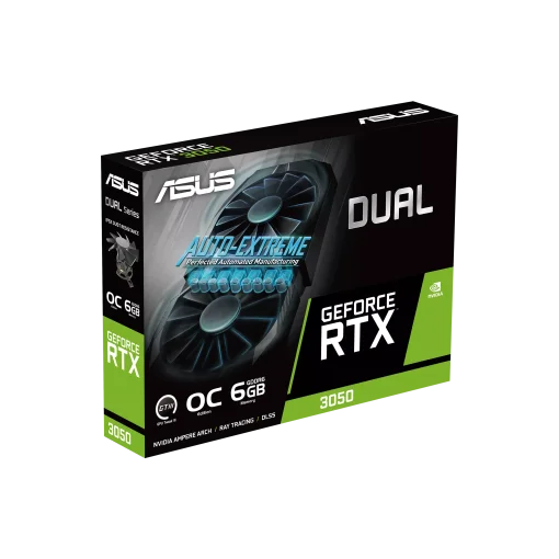 Cod. 211 Tarjeta de Video ASUS Dual NVIDIA® GeForce RTX™ 3050 OC Edition 6GB GDDR6 / 1*DisplayPort, 1*HDMI 2.1, DVI-D / PCI Express® Gen 4 x16