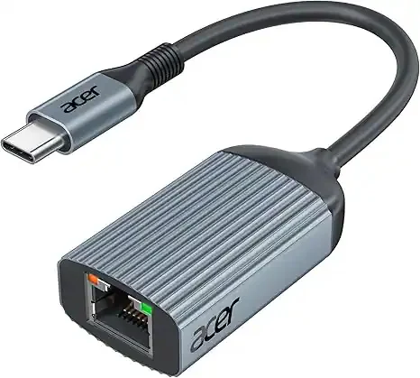 Cod. 176 Adaptador de Red ACER ODK440 / USB-C a Ethernet Gigabit / compatible con Thunderbolt 3/4 a RJ45 / Plug and Play / Carcasa de aluminio