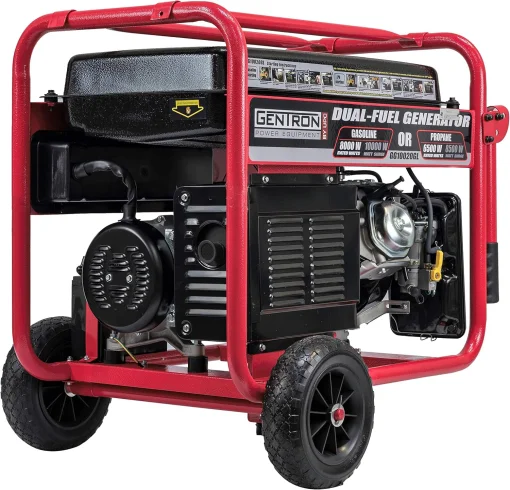 Cod. 232 Generador Gentron GG10020GL 10000W / Dual: Gas o Gasolina 8GL. / Salida: 4*tomas AC 120V, , 1*120V bloqueo giro, 1*120/240V bloqueo giro, 1*12V CC. / Funci&oacute;na 11 Hr. 50% / arranque el&eacute;ctrico