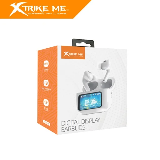 Cod. B:111 Audifonos Xtrike Me WS-014 TWS / BT 5.3 / Base de carga con Pantalla táctil LED Control (gestión intuitiva), Bat. 300mAh, USB-C / Touch