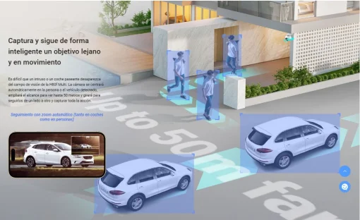 Cod. AE:365 Cámara Smart exterior EZVIZ H80f Multi 2K+ 360° lentes triple / Zoom 12× / Vista Nocturna Color / Auto-Zoom Tracking / 2*modos patrulla auto. / Detección humana/vehículo IA / Defensa activa / Audio bidireccional / microSD hasta 512GB / IP67 /