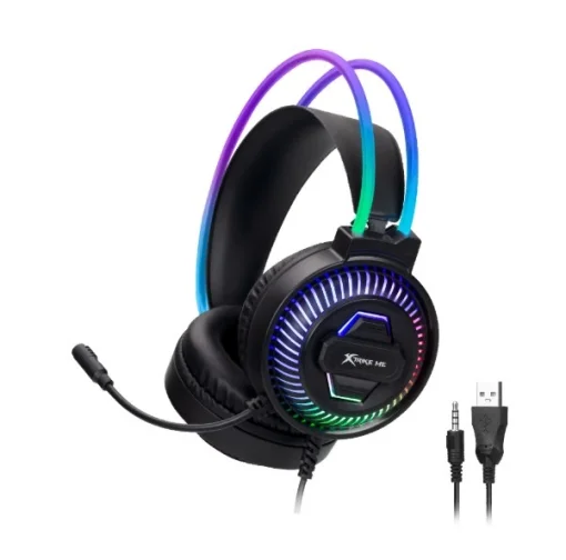 Cod. 126 Headphone XTRIKE ME GH-510L / Luces RGB est&aacute;tico transl&uacute;cido diadema y bocinas / Mic. omnidireccional / Multiplataforma 1*jack 3.5mm + USB(LuzLED) / Cable 1.8 m