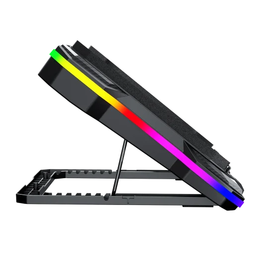 Cod. 470 Base de Enfriamiento P/Laptop MARVO Atlas 43 RGB (10 modos) / hasta 19&quot; / velocidades ajustables (300-2200 RPM) 89CFM, pantalla LED / 7 niveles ángulos / 2*P/USB /  Soporte P/Celular