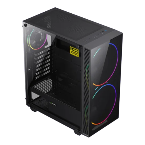 cod. 398 CASE GAMEMAX BLACK HOLE ATX / USB 1* 3.0 *1 2.0 / FAN ARGB (FRONT 2*20CM, POST. 1*12CM) / LAT Y FRONT VIDRIO TEMP. + CONTROLADOR AURA Sync.