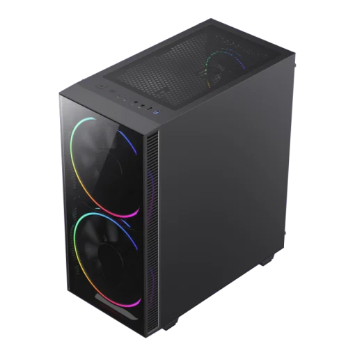 cod. 398 CASE GAMEMAX BLACK HOLE ATX / USB 1* 3.0 *1 2.0 / FAN ARGB (FRONT 2*20CM, POST. 1*12CM) / LAT Y FRONT VIDRIO TEMP. + CONTROLADOR AURA Sync.