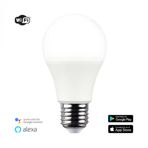 Cod. L:1027 Foco Smart WIFI 015B de 220V 9W Multicolor RGB 2700K- 6500K  / Programación de horarios / Intensidad regulable / Control por APP / Compatible con Alexa o Google Home