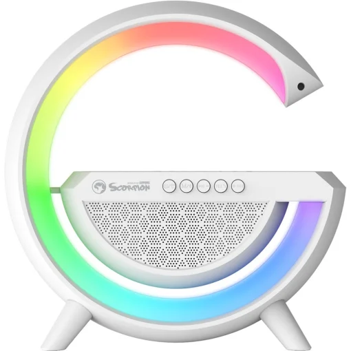 Cod. M:165 Parlante Bluetooth MARVO SG-302 con Iluminaci&oacute;n RGB y funci&oacute;n de carga inal&aacute;mbrica / Manos libres / Radio FM&nbsp;/ RMA 5W / Bater&iacute;a 1200MAH 5V 1A / USB Tipo-C