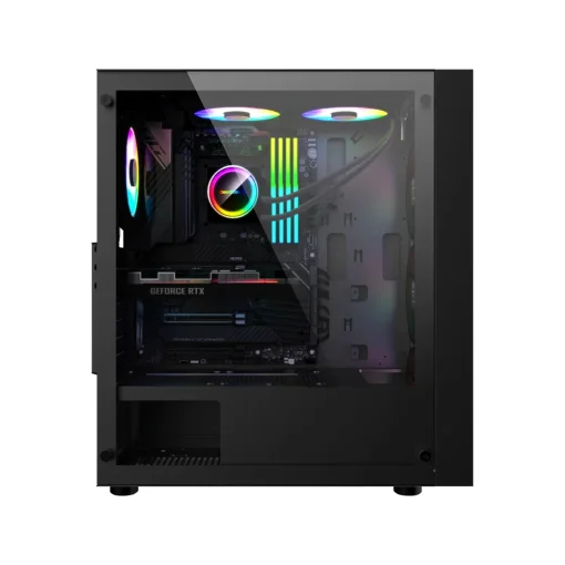 Cod. 404 Case Gaming MARVO Tazos 130 (CA-123/Negro) / Panel frontal Mesh / Tapa lateral vidrio templado / admite: VGA 335mm &amp; soporta hasta 8 fans / USB3.0 + 2*USB2.0 / Audio HD