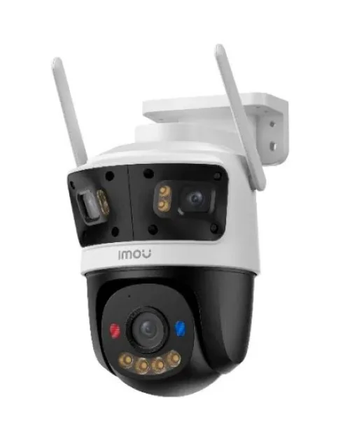 Cod. 401 Cámara Smart IMOU Cruiser Triple 11MP (2*fijas 3MP 160° + 5MP 360°) P/Exterior / Full Color 24/7 (30M) / IMOU SENSE™ / AIgo Play: persona/vehículo/ intrusiones y cruces de línea / Disuasión activa (luces roja, azul) / Audio bidireccional / Soport