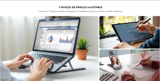 Cod.B:1121 Base Netebook Genius G-Stand M250 / Plegable / altura ajustable (7 niveles) / hasta 17&quot; de 15Kg. / Compatible: Laptop, Tablet o Teléfono / aluminio + silicona antideslizante
