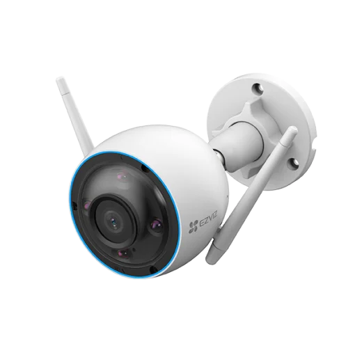 Cod. AE:205 Cámara exterior Wi-Fi EZVIZ H3 - 3MP resolución 2K / Visión Nocturna a Color / Detección de personas/ vehículos (tecnología de IA) / Defensa activa (sirena y luz estroboscópica) / Audio bidireccional / almacenamiento microSD (hasta 256GB) / Pr