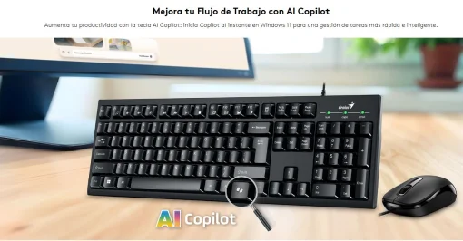 Cod. 254 Kit Genius KM-100SE Teclado + Mouse 1200DPI / USB / Tecla AI Copilot / Español