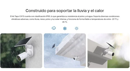 Cod. 358 Kit C&aacute;mara Smart TP-Link Tapo C410 2K &amp; panel solar / Visi&oacute;n Nocturna a Color / detector smart Persona / Zonas personalizables / Audio bidireccional / Soporta microSD(512GB) / Bat. integrada (180d&iacute;as) / Compatible: Google Home y Alexa / IP65