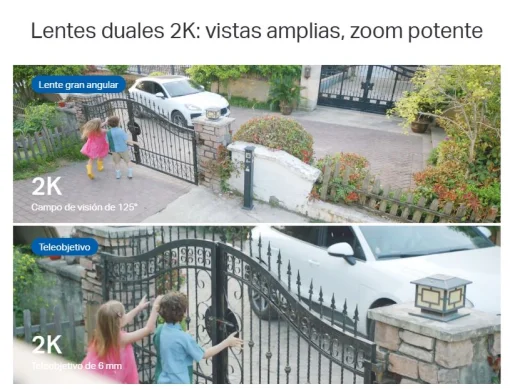 Cod. AT:379 C&aacute;mara Smart exterior/interior TP-Link Tapo C246D Dual 2K 360&deg; / Lente gran angular 125&deg; &amp; Teleobjetivo 6mm / Vista Nocturna Intelig. / Detecci&oacute;n AI (pers. masc. veh.) / Seg. autom&aacute;t. sincronizado / 8 puntos patrulla / Audio bidireccional / So