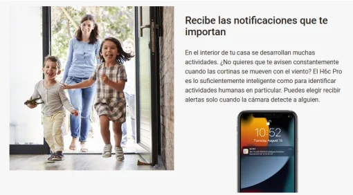Cod. 333 Cámara Smart 360° EZVIZ H6c Pro 2K / Visión Nocturna a Color / Modo patrulla / Detección (AI) Personas y ruidos fuertes / Seg. automát. / Audio bidireccional y botón llamada / Compatible: Alexa y google home / Soporta microSD hasta 512GB
