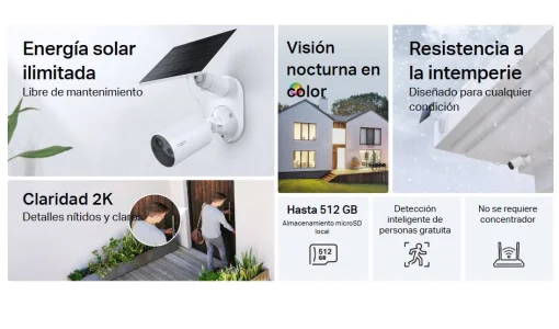 Cod. 358 Kit C&aacute;mara Smart TP-Link Tapo C410 2K &amp; panel solar / Visi&oacute;n Nocturna a Color / detector smart Persona / Zonas personalizables / Audio bidireccional / Soporta microSD(512GB) / Bat. integrada (180d&iacute;as) / Compatible: Google Home y Alexa / IP65