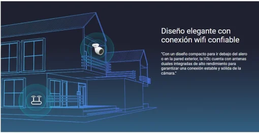 Cod. AE:374 C&aacute;mara Smart P/Exterior EZVIZ H3c FHD 1080p / H.265 / Det. Personas por IA / Visi&oacute;n nocturna IR hasta 30 m / Captura de sonido / Soporta microSD (hasta 512GB) / Resistente a la intemperie IP67 / Compatible: Alexa y asst. Google