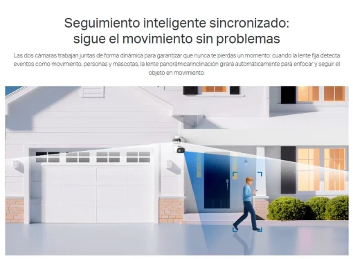 Cod. AT:379 C&aacute;mara Smart exterior/interior TP-Link Tapo C246D Dual 2K 360&deg; / Lente gran angular 125&deg; &amp; Teleobjetivo 6mm / Vista Nocturna Intelig. / Detecci&oacute;n AI (pers. masc. veh.) / Seg. autom&aacute;t. sincronizado / 8 puntos patrulla / Audio bidireccional / So