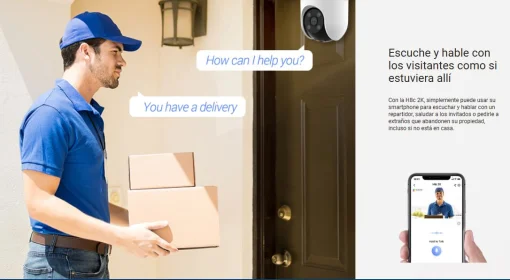 Cod. 742 Cámara Smart p/exterior 360° Wi-Fi EZVIZ H8c Pro 2K / Visión nocturna a color e IR (hasta 30mt.) / Detección Personas (tecnología IA) / Seguimiento Smart / Defensa activa / Audio bidireccional / Diseño resistente a la intemperie / Soporta microSD