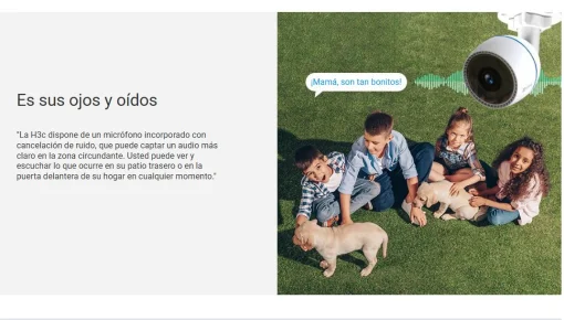 Cod. AE:374 C&aacute;mara Smart P/Exterior EZVIZ H3c FHD 1080p / H.265 / Det. Personas por IA / Visi&oacute;n nocturna IR hasta 30 m / Captura de sonido / Soporta microSD (hasta 512GB) / Resistente a la intemperie IP67 / Compatible: Alexa y asst. Google