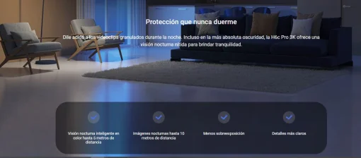 Cod. 331 Cámara Smart 360° EZVIZ H6c Pro 3K / Visión Nocturna a Color Smart / Modo patrulla / Detección (AI) Personas y ruidos fuertes / Seguimiento de Zoom Aut. / Audio bidireccional y botón de llamada / compatible: Alexa y google home / Soporta mi
