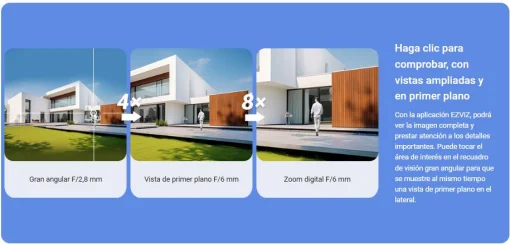 Cod. 335 Cámara Smart exterior EZVIZ H9c Dual 2K &amp; 2K 360° / Vista Nocturna Color / 2*modos patrulla / Detección humana/vehículo IA / Co-detección Seg. automát. / Defensa activa / Audio bidireccional / Soporta microSD hasta 512GB / Compatible: Alexa y ass