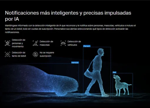 Cod. AT:379 C&aacute;mara Smart exterior/interior TP-Link Tapo C246D Dual 2K 360&deg; / Lente gran angular 125&deg; &amp; Teleobjetivo 6mm / Vista Nocturna Intelig. / Detecci&oacute;n AI (pers. masc. veh.) / Seg. autom&aacute;t. sincronizado / 8 puntos patrulla / Audio bidireccional / So