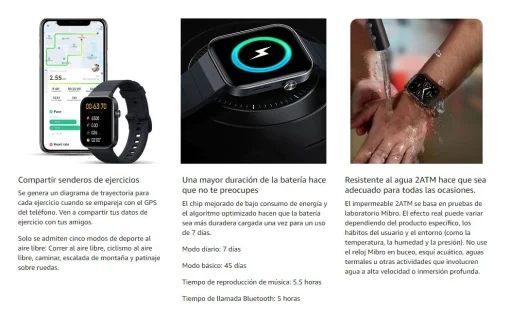 Cod. R:862 SmartWatch XIAOMI Mibro T1 / Pantalla&nbsp;AMOLED HD 1,6" / Realizar y Contestar llamadas / 20 modos deportivos / estilos personalizables/ Bater&iacute;a 350mAh (7 d&iacute;as) / Monitor de sue&ntilde;o y frecuencia card&iacute;aca, Fitness / BT 5.0 / 2ATM a prueba de agua