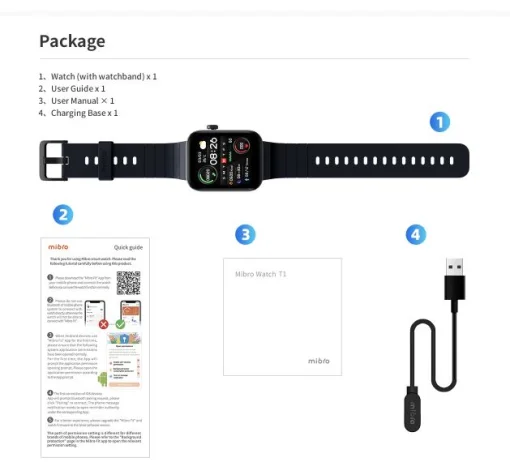 Cod. R:862 SmartWatch XIAOMI Mibro T1 / Pantalla&nbsp;AMOLED HD 1,6" / Realizar y Contestar llamadas / 20 modos deportivos / estilos personalizables/ Bater&iacute;a 350mAh (7 d&iacute;as) / Monitor de sue&ntilde;o y frecuencia card&iacute;aca, Fitness / BT 5.0 / 2ATM a prueba de agua