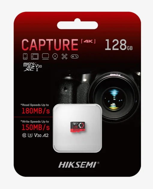 Cod. 245 Micro SD HIKSEMI Capture 4K clase 10 V30 64GB / Espacial P/Drones, Videojuegos, Cámaras Video grabación en 4K UHD / Lectura 180MB/s y escritura 150MB/s