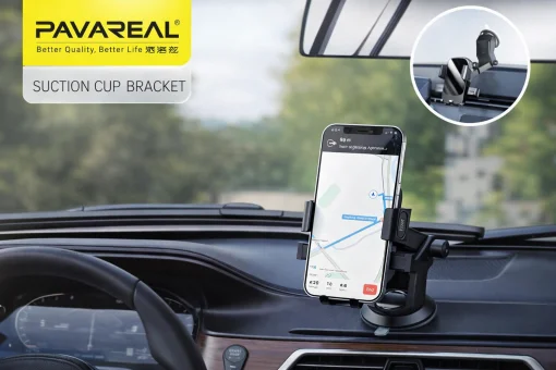 Cod. 297 Soporte de celular P/Auto Pavareal CH78 / 2en1 parabrisa &amp; tablero (ventosa potente) / Gira 360&deg; / Sujeci&oacute;n auto. / brazo telesc&oacute;pico 10&plusmn;15cm / Material: ABS+PC+silicona