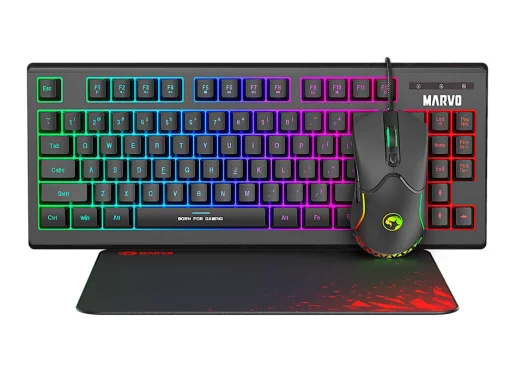 Cod. 179 Combo Gaming MARVO Loot 30 (CM310) 3 en 1 (Teclado Retroiluminado de 3 colores + Mouse 7 botones programables, RGB + Mouse pad antideslizante resistente) / USB /1.6mt. / Espa&ntilde;ol