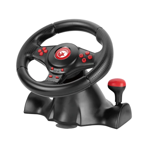 Cod.067 Volante de juegos MARVO GT-903 / Motor de doble vibración / giro de 180° / empuñadura de goma / botones de acción precisos / interfaz: USB / Compatible: PS4, PS3, XBOX One, XBOX 360, Switch, Android y PC D-INPIJT/PC X-INPUT
