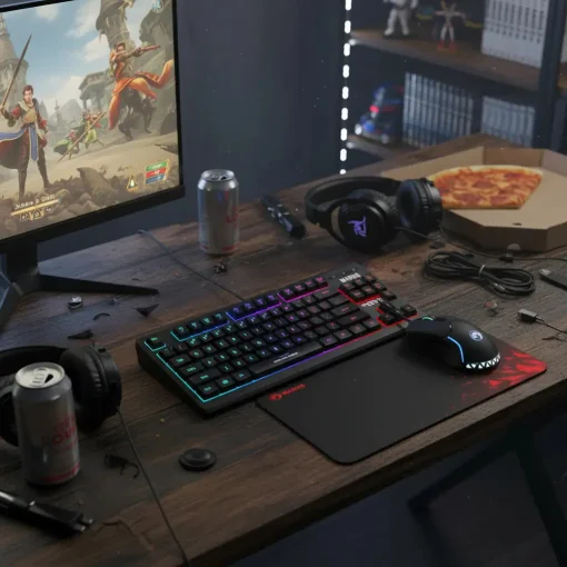 Cod. 179 Combo Gaming MARVO Loot 30 (CM310) 3 en 1 (Teclado Retroiluminado de 3 colores + Mouse 7 botones programables, RGB + Mouse pad antideslizante resistente) / USB /1.6mt. / Espa&ntilde;ol