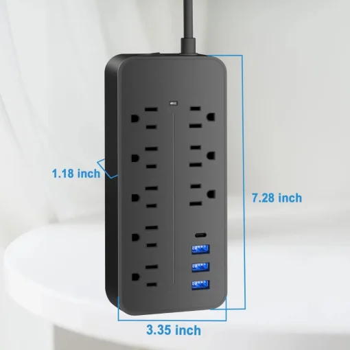 Cod. 008 Cortapicos multipuertos de 8 Salidas + 3*USB-A + 1*USB-C