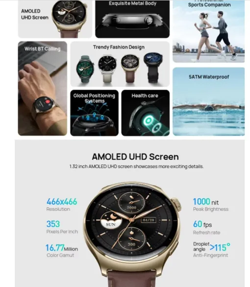 Cod. 1199 SmartWatch Mibro Lite 3 Pro (Green) / GPS / AMOLED UHD 1.32" 60FPS / LLamadas BT V5.3 / Monitoreo de Salud 24/7: (ritmo card&iacute;aco, SpO2, estr&eacute;s y sue&ntilde;o) / Resistente al agua hasta 50 m (5ATM) / Bat. 350mAh (14 d&iacute;as) / 150+ modos deportivos